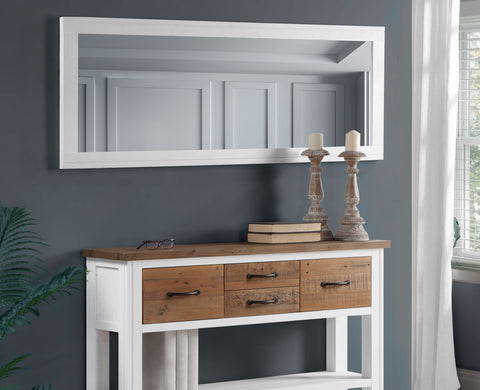 Splash of White Extra Long Wall Mirror (Hangs Landscape & Portrait)