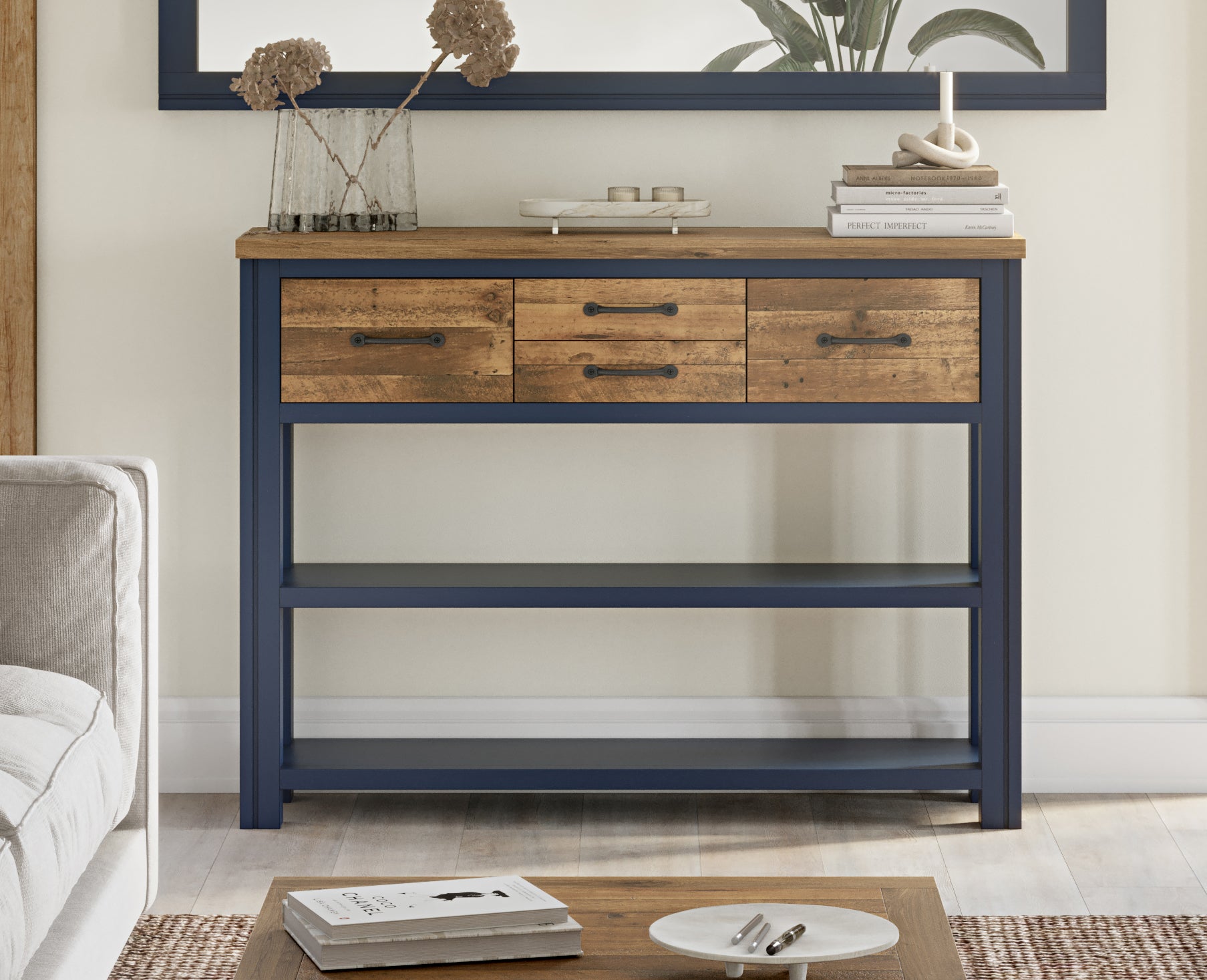 Low console table with storage discount