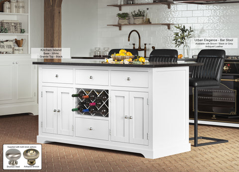 White Kitchen Island With Black Granite Worktop