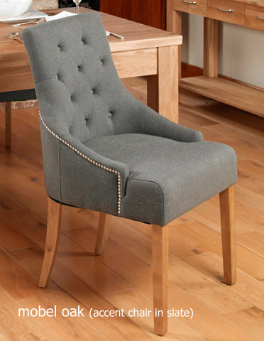 Mobel Oak Accent Upholstered Dining Chair - Slate (Pack Of Two)