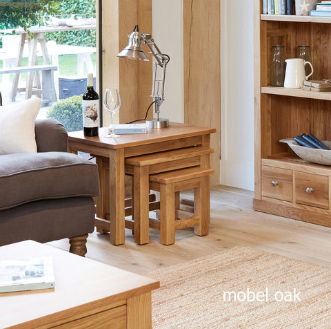 Mobel Oak Nest of Three Coffee Tables