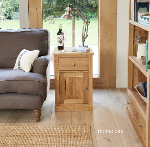 Mobel Oak One Door one Drawer Lamp Table