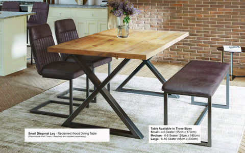Urban Elegance Reclaimed Small Dining Table (Diagonal Leg)